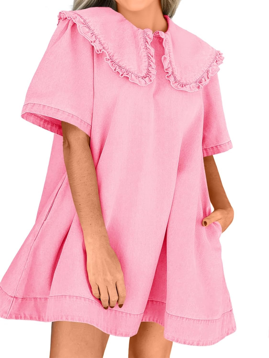 Women's Soft Denim Baby Collar Summer Dress