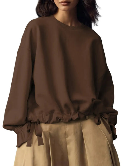Women's Ruffled Cuff Oversized Casual Top