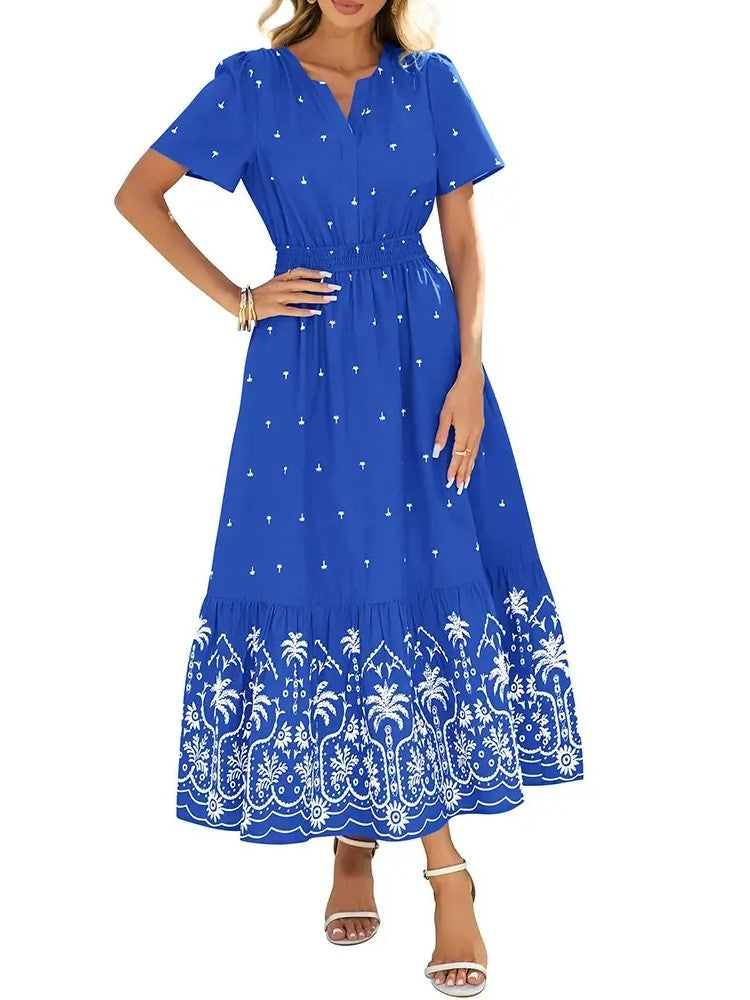 Women's Summer Boho V-Neck Maxi Dress