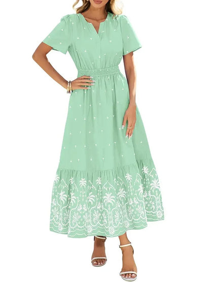 Women's Summer Boho V-Neck Maxi Dress
