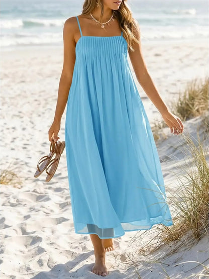 Women's Spaghetti Strap Loose Vacation Midi Dress