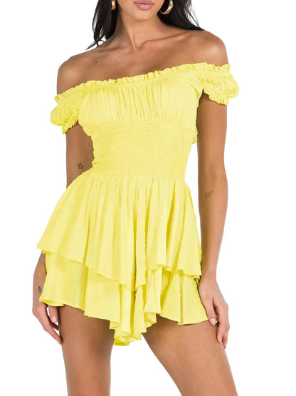 Women's Elastic Waist Ruffled Jumpsuit