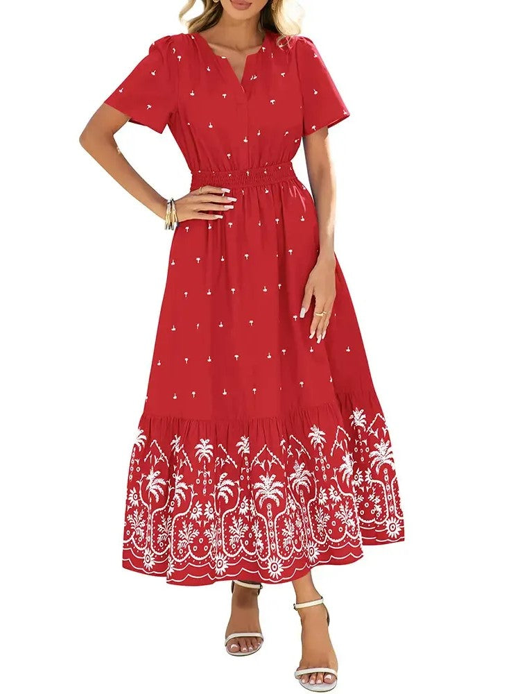 Women's Summer Boho V-Neck Maxi Dress