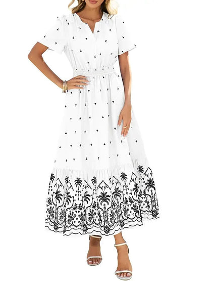 Women's Summer Boho V-Neck Maxi Dress
