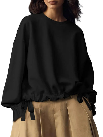 Women's Ruffled Cuff Oversized Casual Top