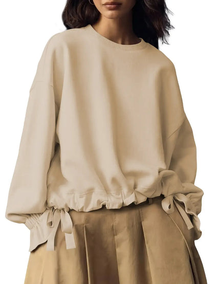 Women's Ruffled Cuff Oversized Casual Top