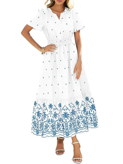 Women's Summer Boho V-Neck Maxi Dress
