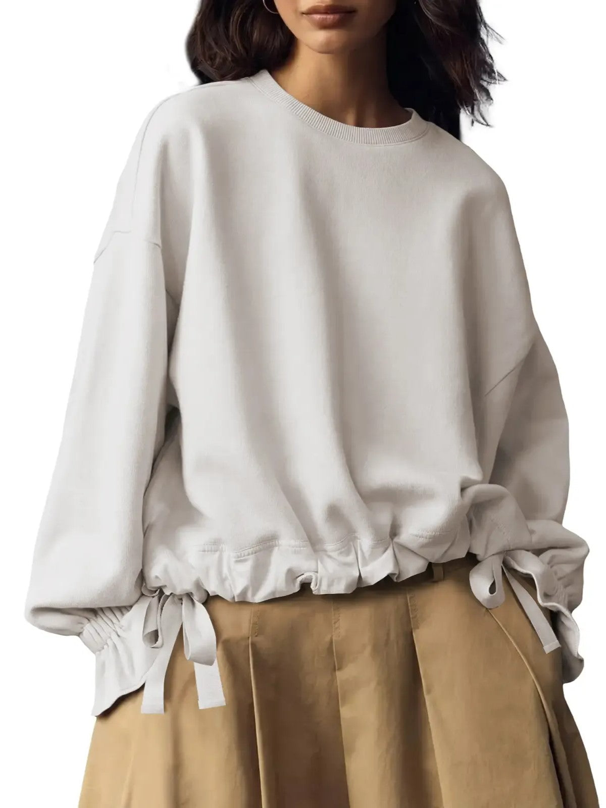 Women's Ruffled Cuff Oversized Casual Top