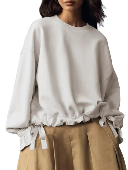 Women's Ruffled Cuff Oversized Casual Top