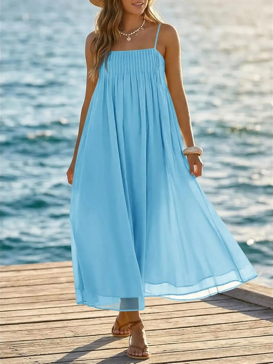 Women's Spaghetti Strap Loose Vacation Midi Dress