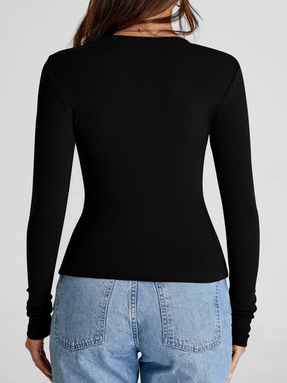 Women’s Stretchy Basic Long‑Sleeve Blouse