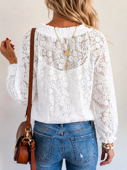 Women's Tie Neck Lace Blouse