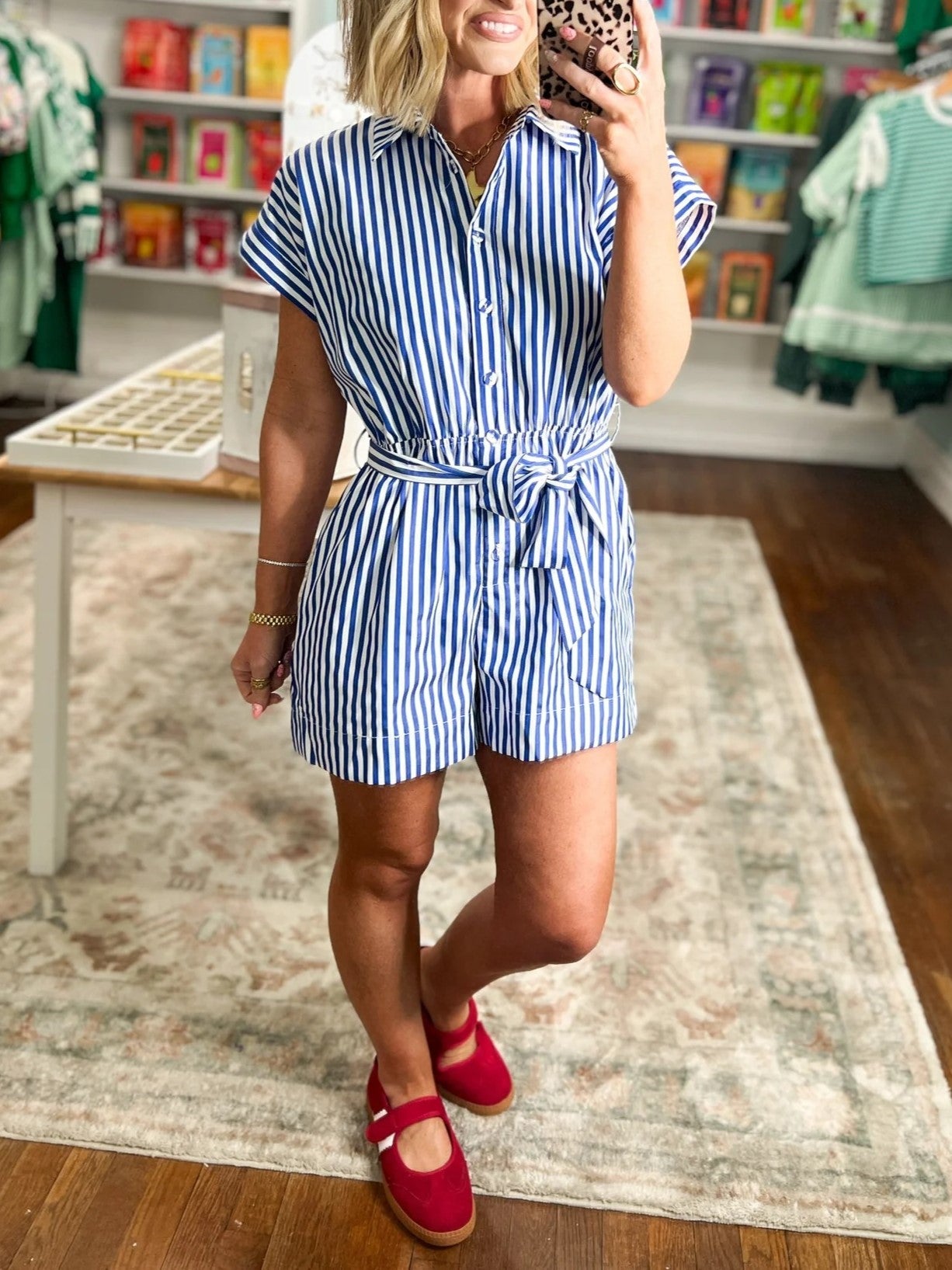 Women's Summer Striped One-Piece Shorts Set