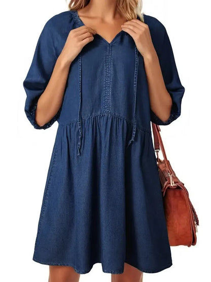 Women's Breezy Summer Denim V-Neck Dress