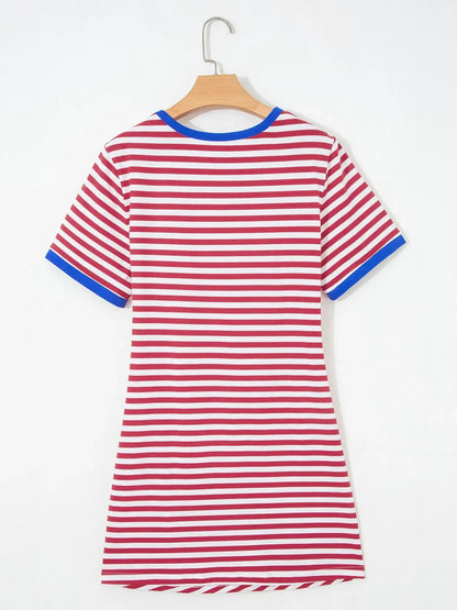 Women's Casual Knotted Striped Tee Dress