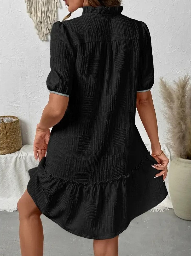 Women's Contrast Trim Loose Fit Tunic Dress