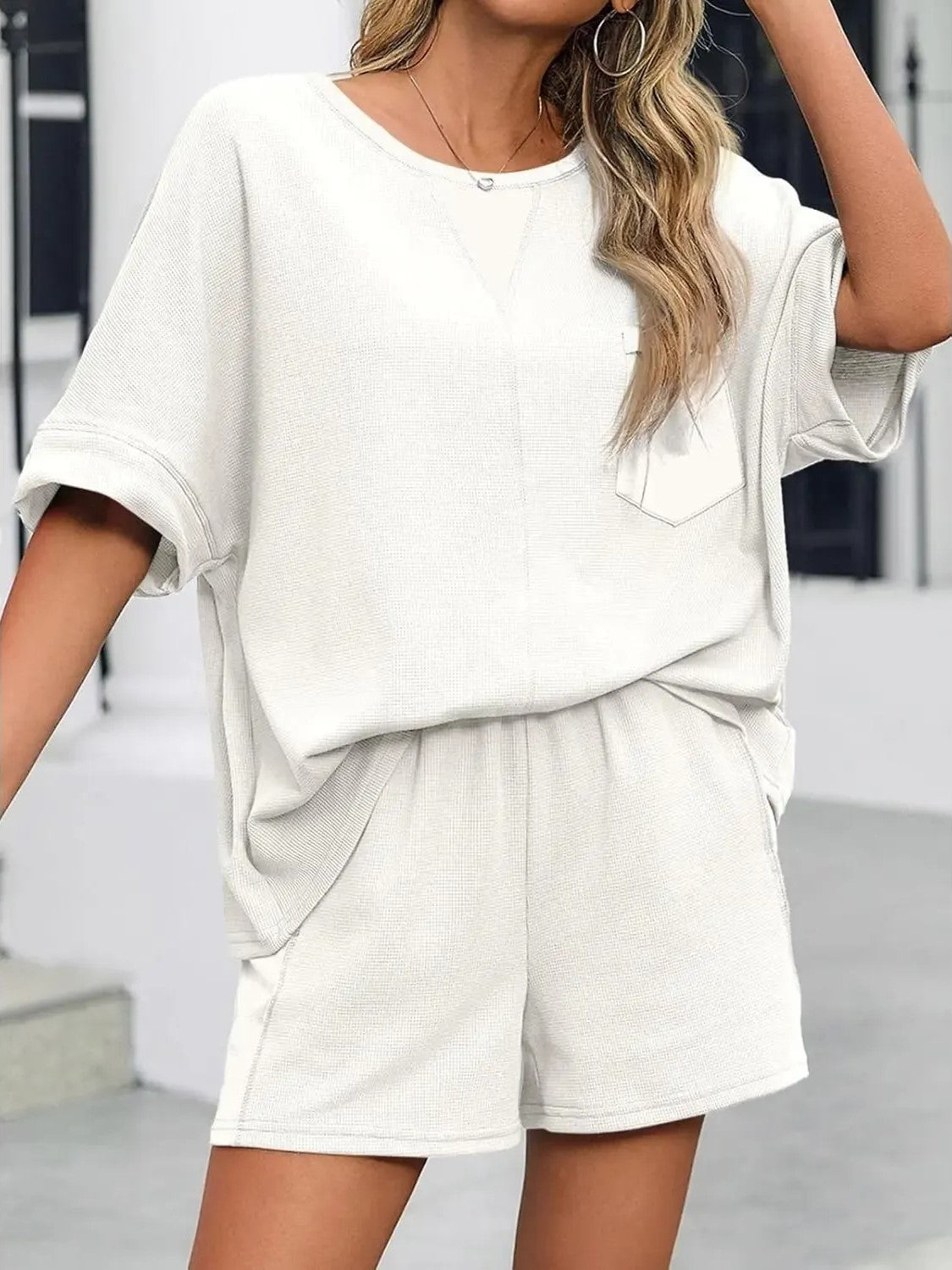 Women’s Relaxed Fit Waffle Two-Piece Outfit