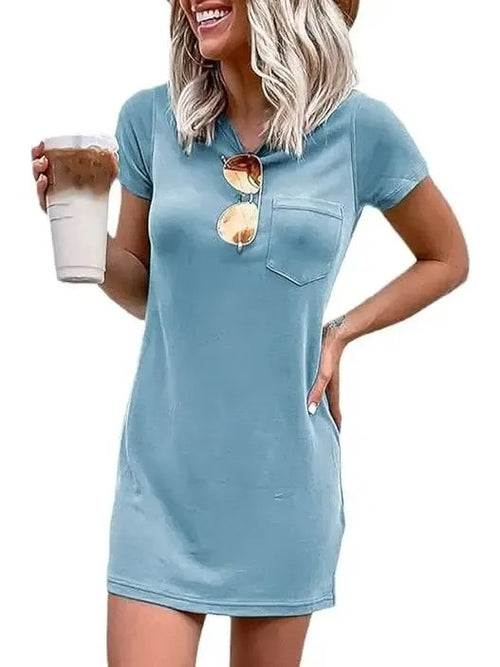 Women's Basic T-Shirt Dress with Pocket