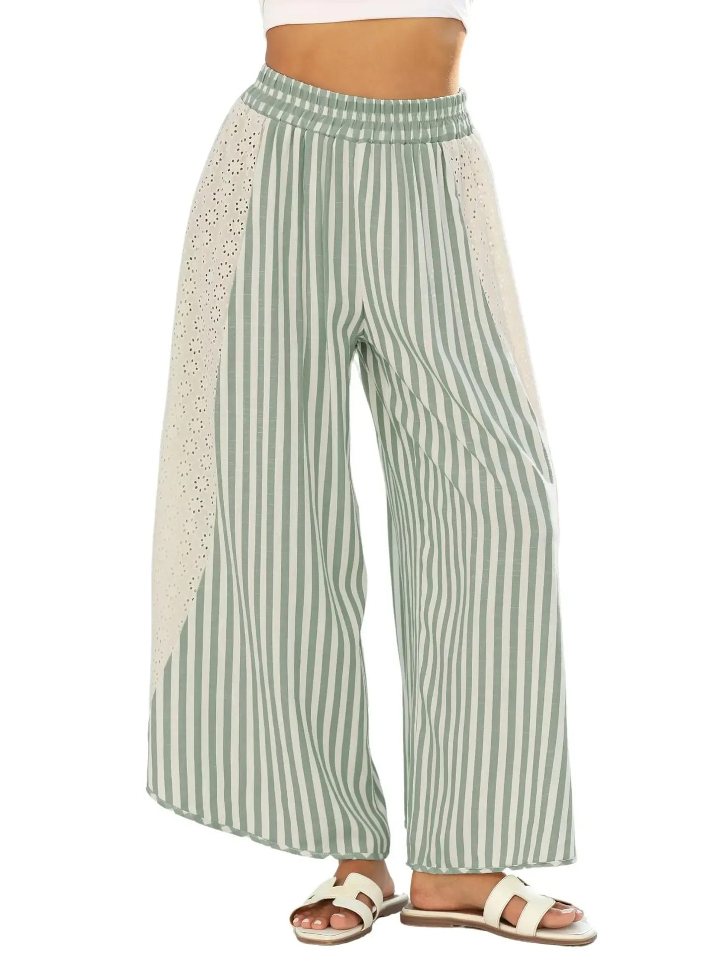 Women's Lace Breeze Striped Wide-Leg Pants