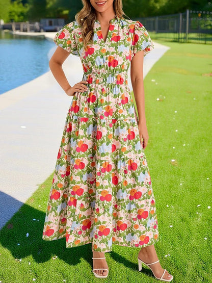 Women's Flowy Elastic Waist Garden Dress