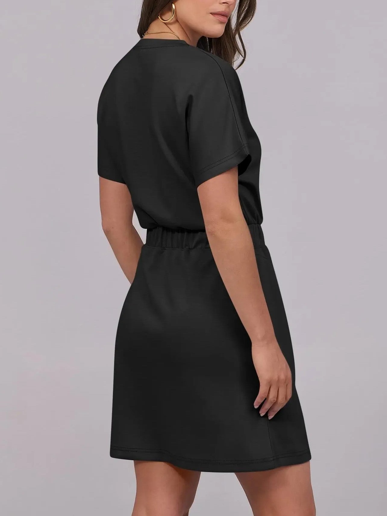 Women's Elastic Waist Pocket Casual Dress