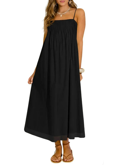 Women's Spaghetti Strap Loose Vacation Midi Dress
