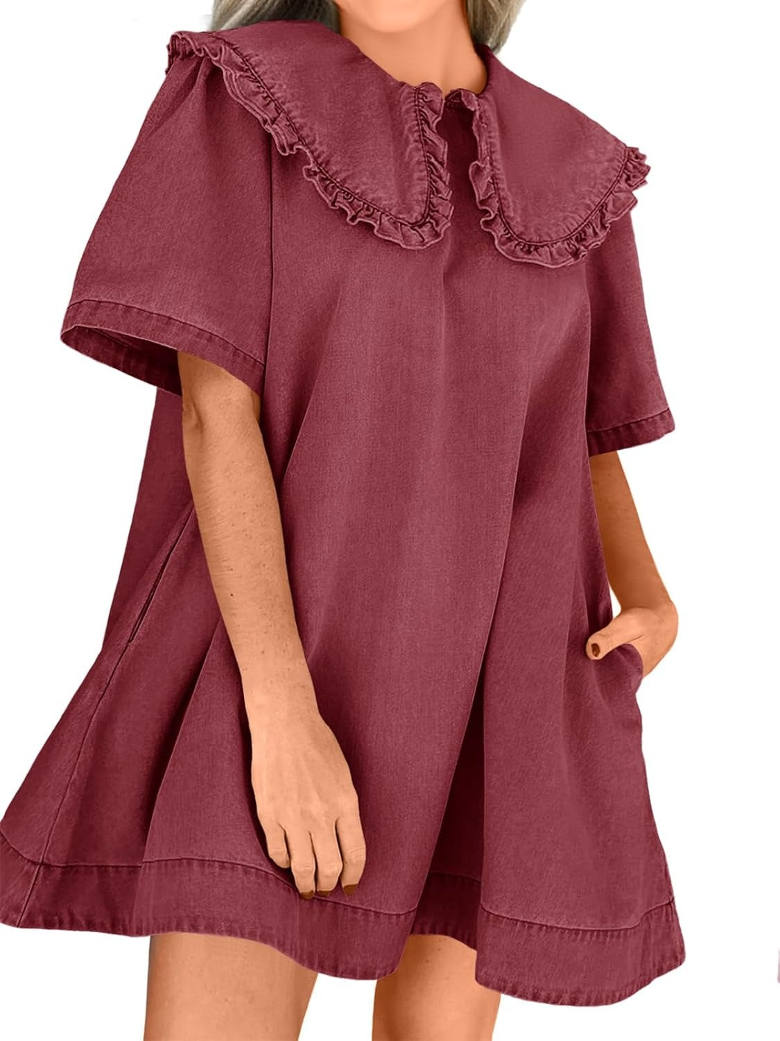 Women's Soft Denim Baby Collar Summer Dress