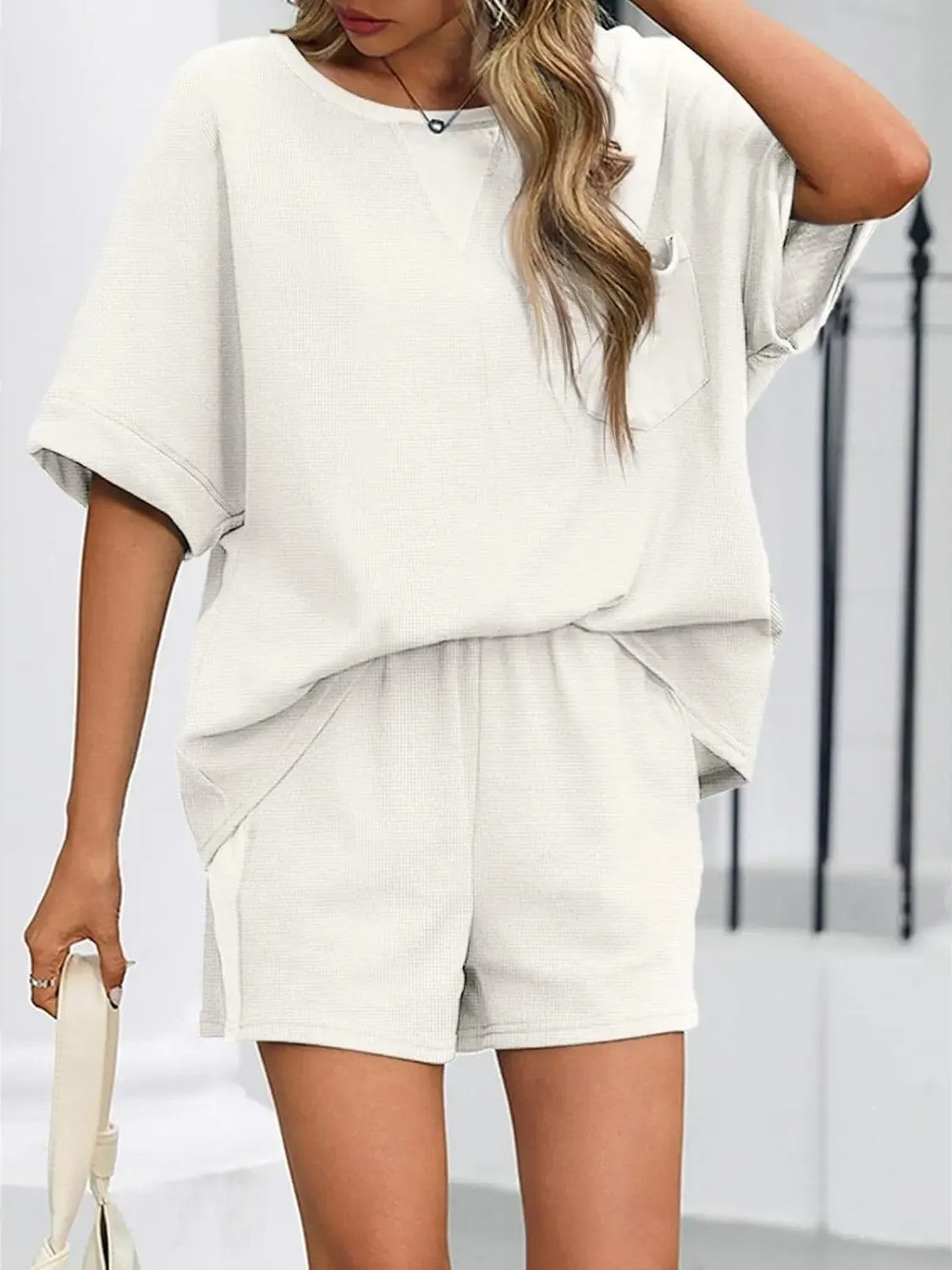 Women’s Relaxed Fit Waffle Two-Piece Outfit