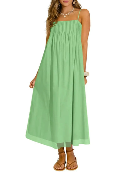 Women's Spaghetti Strap Loose Vacation Midi Dress