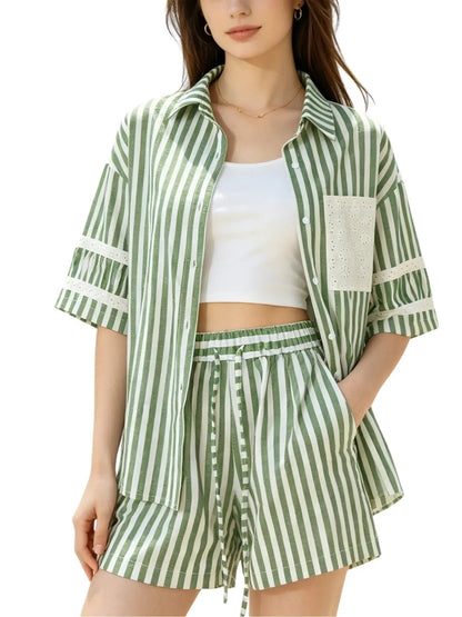 Women's Casual Summer Striped Two-Piece Outfit