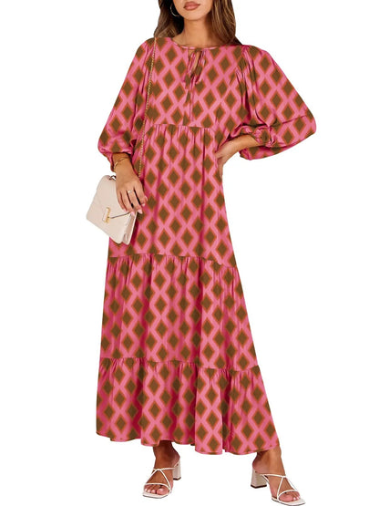 Women's Vacation Flowy Printed Maxi Dress