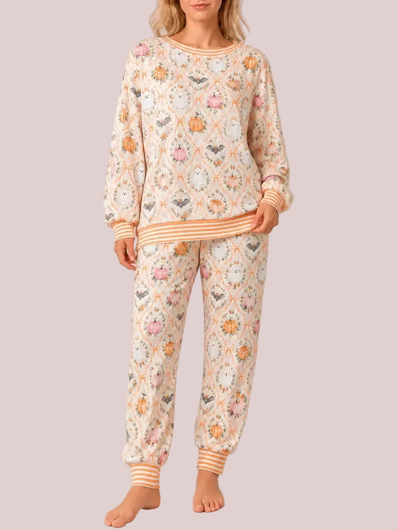 Women's Cute Holiday‑Print Pajama Set