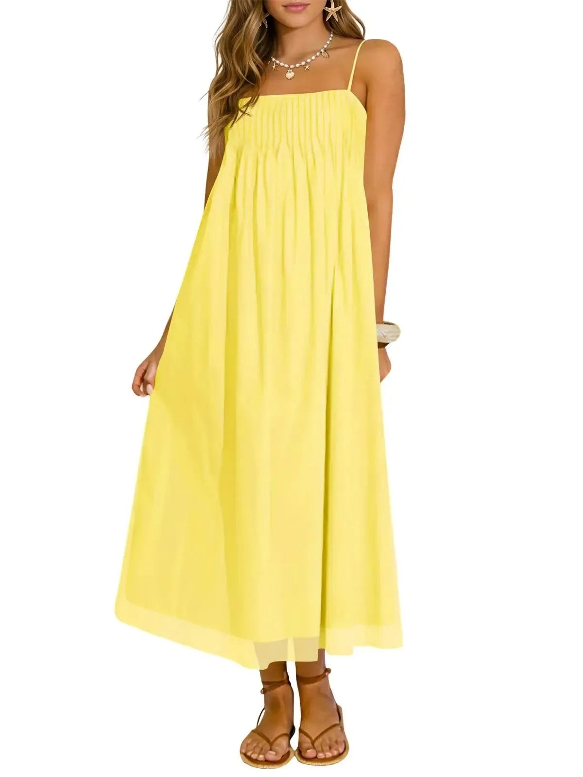 Women's Spaghetti Strap Loose Vacation Midi Dress