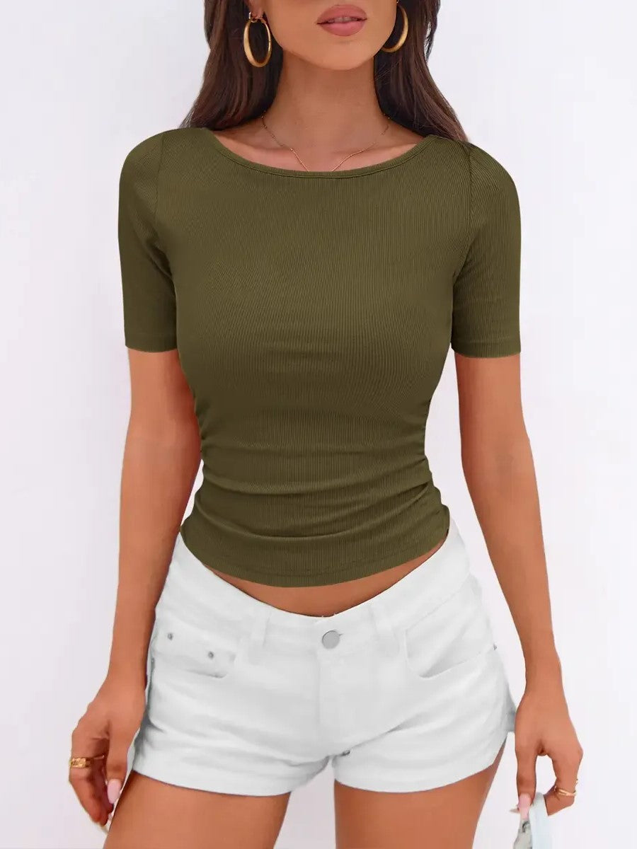 Women’s Basic Stretch Slim Fit Crew Neck T‑Shirt
