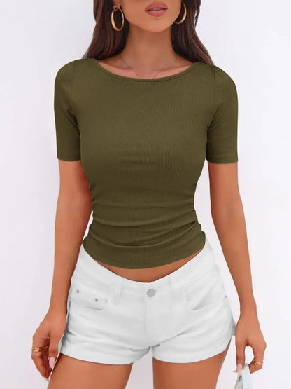 Women’s Basic Stretch Slim Fit Crew Neck T‑Shirt