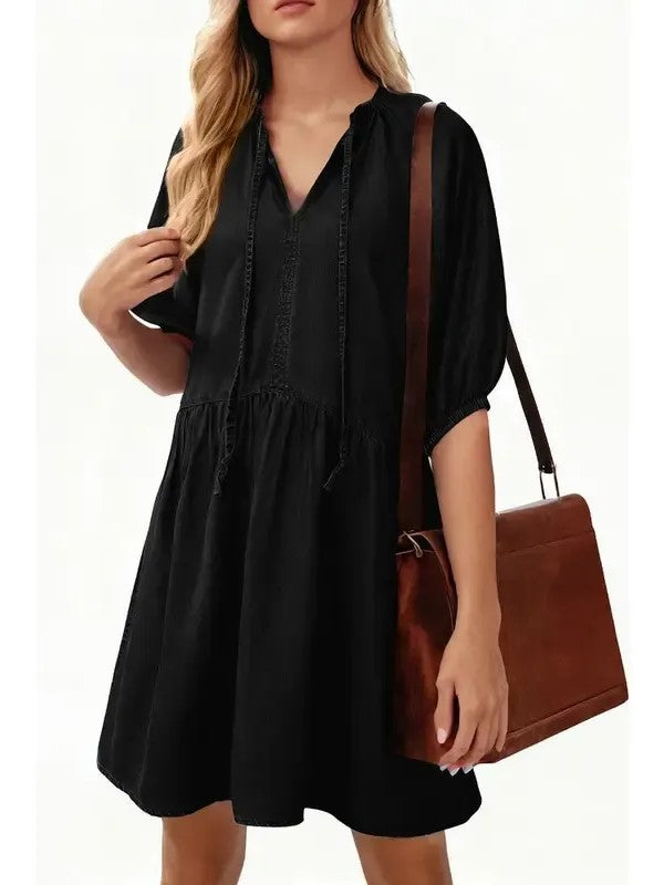 Women's Breezy Summer Denim V-Neck Dress