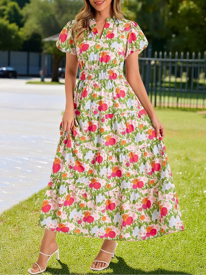 Women's Flowy Elastic Waist Garden Dress