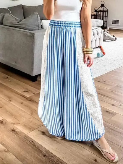 Women's Lace Breeze Striped Wide-Leg Pants