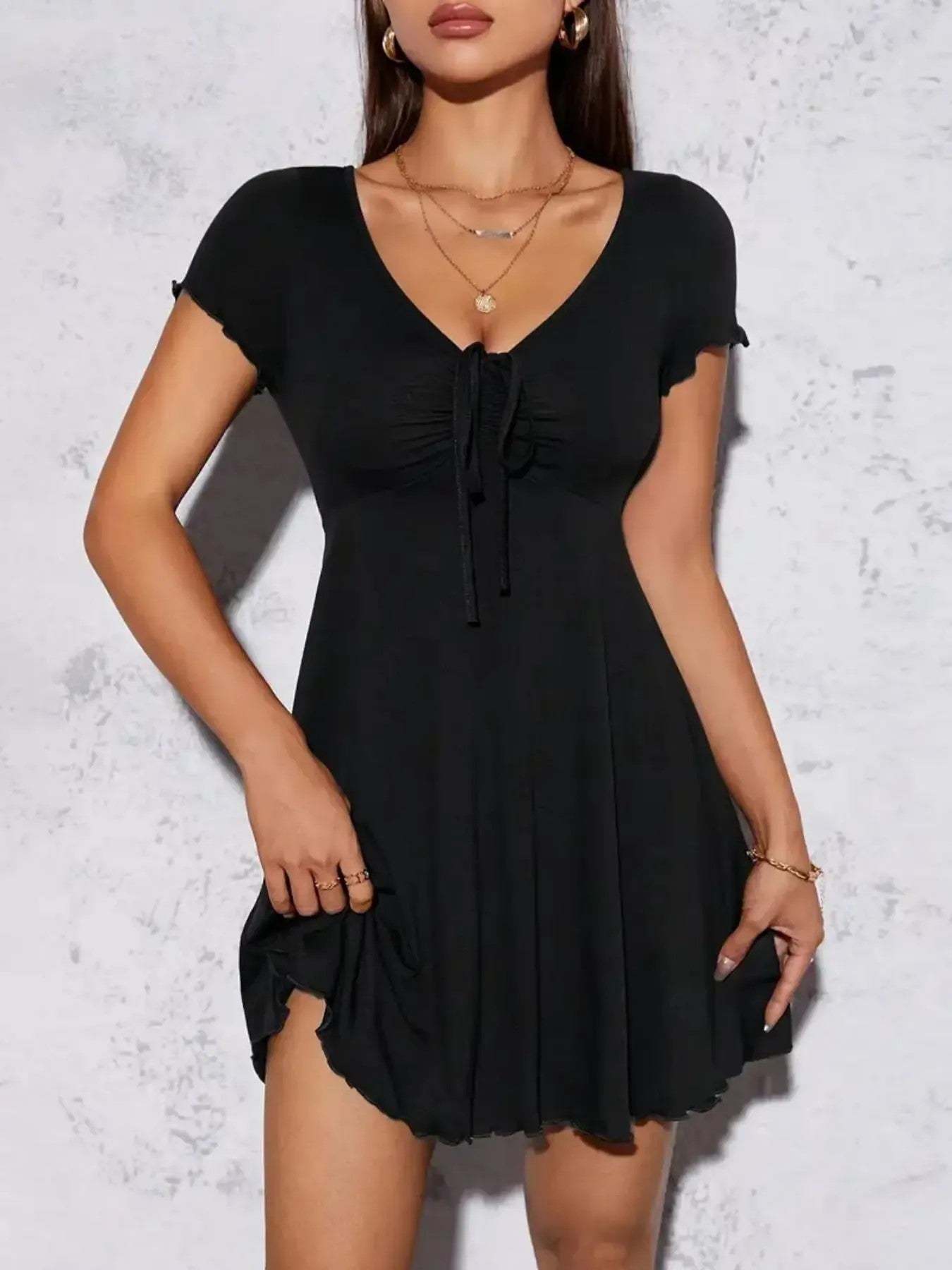 Women's Stretch V Neck Slim Dress