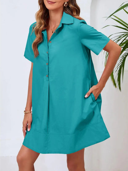 Women's Front Button Shirt Style Dress