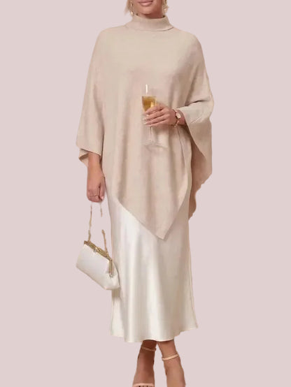 Women's Asymmetric Hem Knit Poncho Top