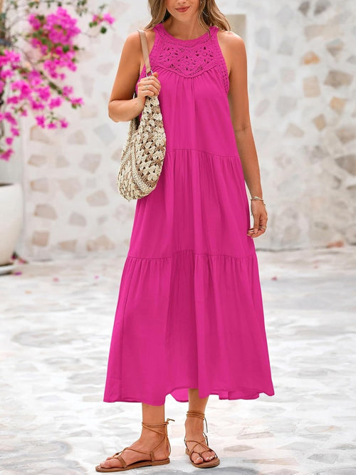 2026 Women's Boho Sleeveless Hollow Out Maxi Dress