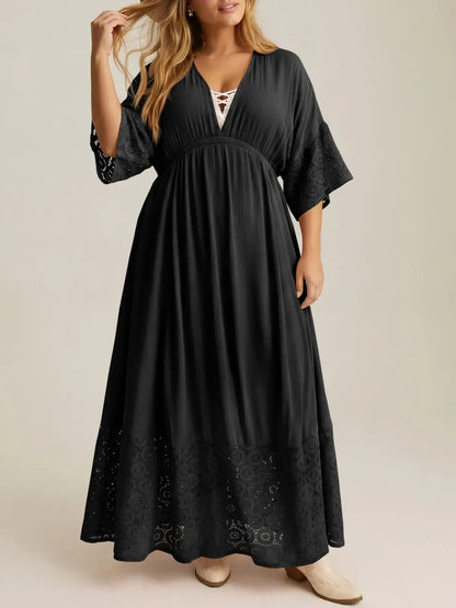 Women’s Boho Tie‑Back Lace Maxi Dress