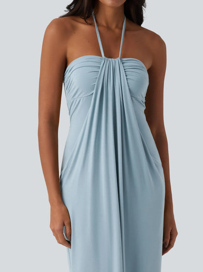 Women's Flowy Draped Halter Vacation Midi Dress