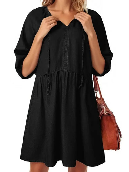 Women's Breezy Summer Denim V-Neck Dress