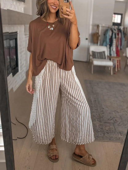 Women's Lace Breeze Striped Wide-Leg Pants