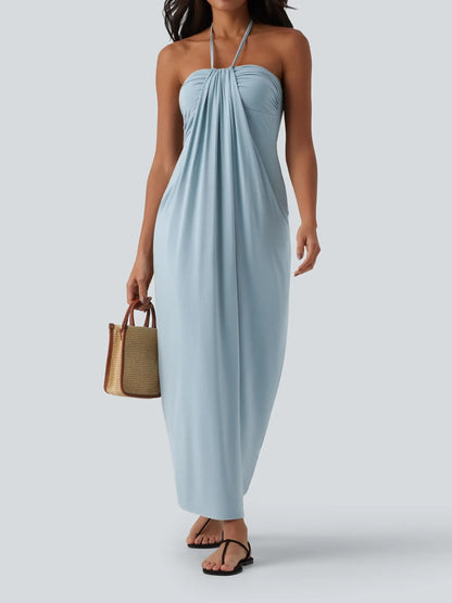 Women's Flowy Draped Halter Vacation Midi Dress