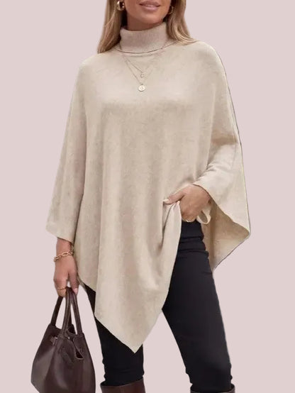 Women's Asymmetric Hem Knit Poncho Top
