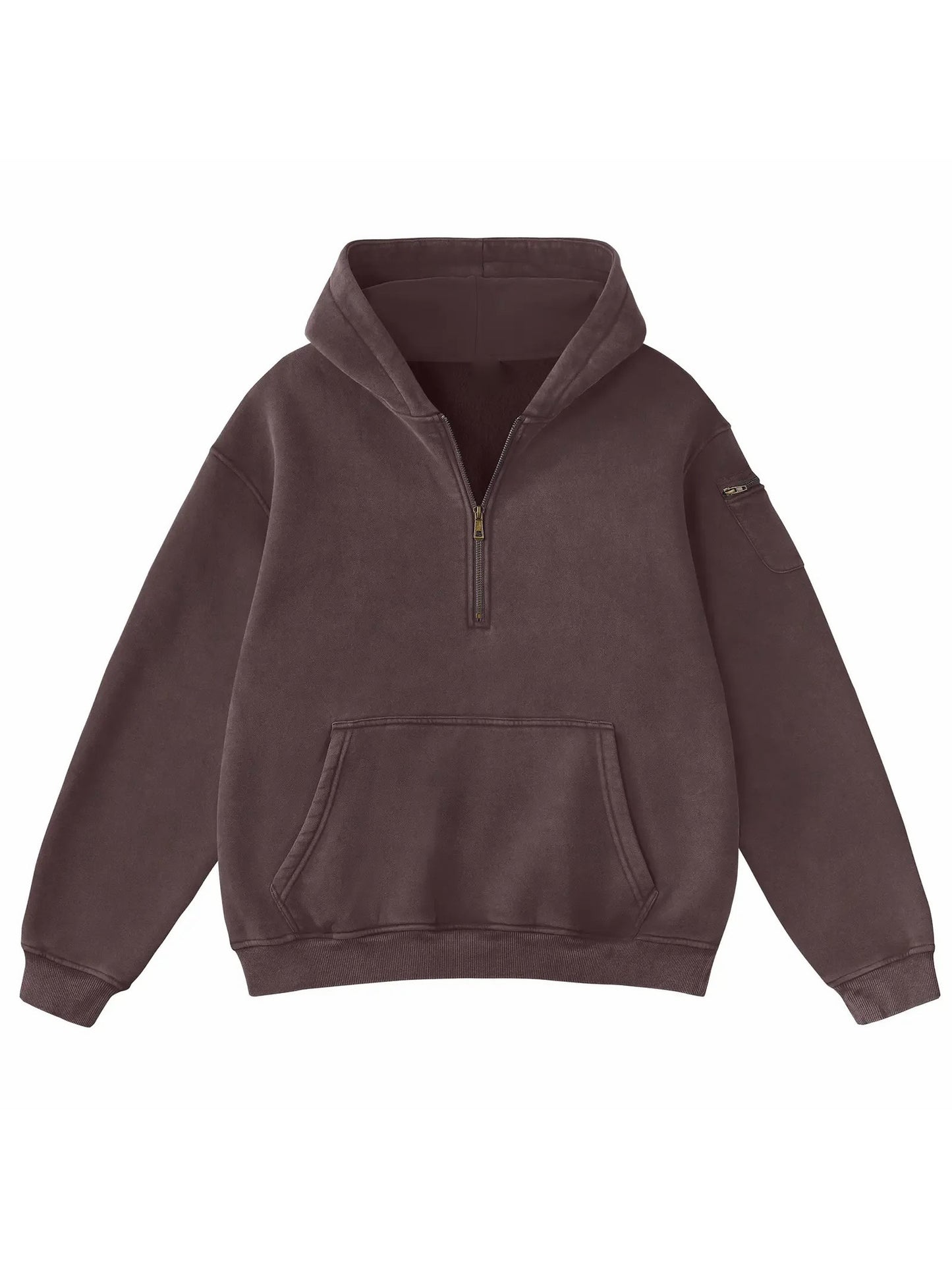 Vintage Half‑Zip Pocket Hoodie