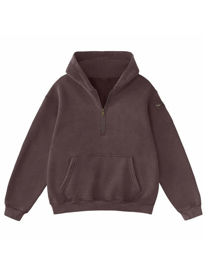 Vintage Half‑Zip Pocket Hoodie